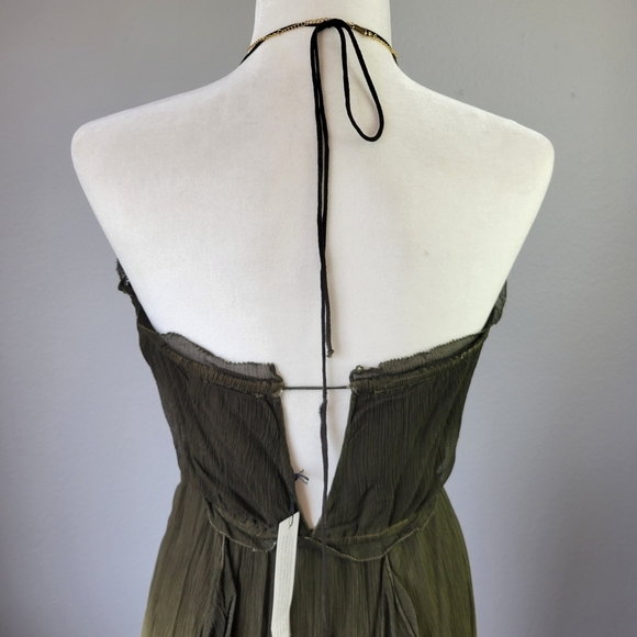 GYPSY 05 // ltd ed flowy viscose olive ombre plunge 2 way peek-a-boo back dress - Picture 6 of 11